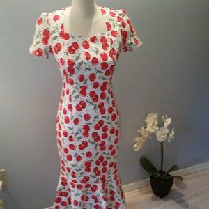 Cherry print midi dress  NWT